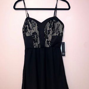 Black Lace Detail Party Dress